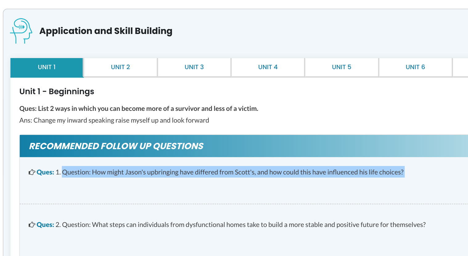 Recommended Follow Up Questions